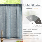Jinchan Boho Kitchen Curtain Linen Tier Curtain Bohemian Cafe Curtain 36 Inch Geometric Striped Small Window Curtain Rod Pocket Light Filtering Farmhouse Country Rustic For Bathroom Rv 1 Panel Blue