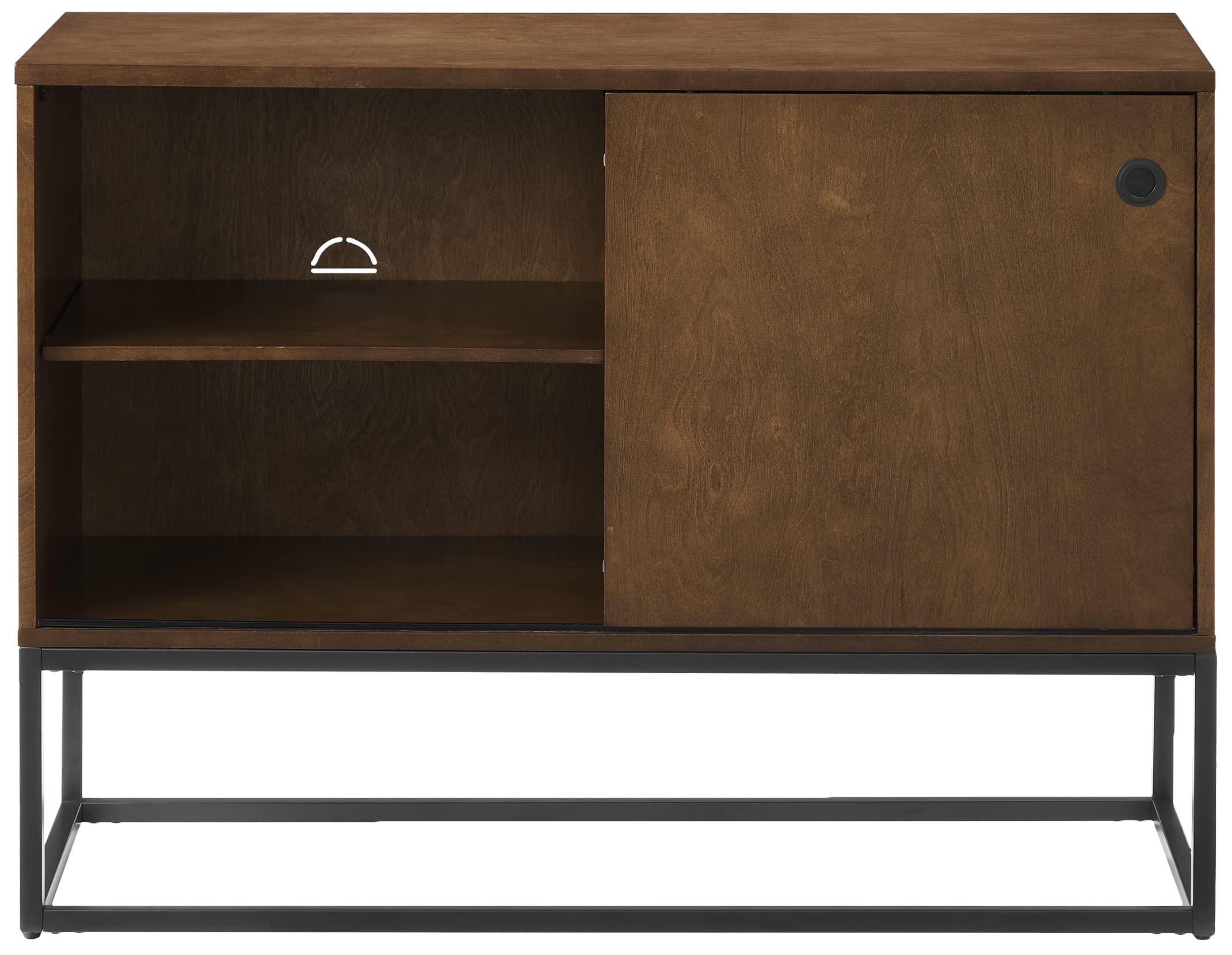 Crosley Furniture Byron Media Console And Record Player Stand With Storage For Vinyl Records, Brown/Black