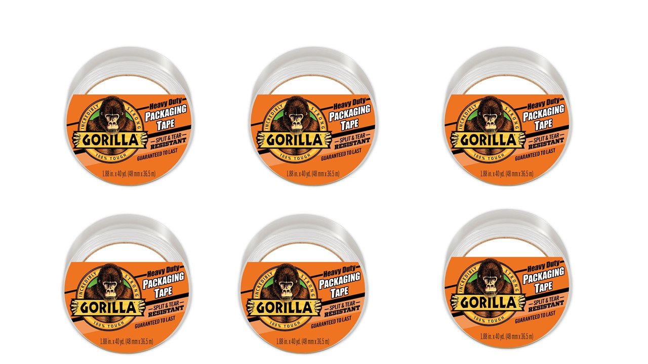 Gorilla Heavy Duty Large Core Packing Tape For Moving, Shipping And Storage, 1.88' X 40 Yd, Clear (Pack Of 6)