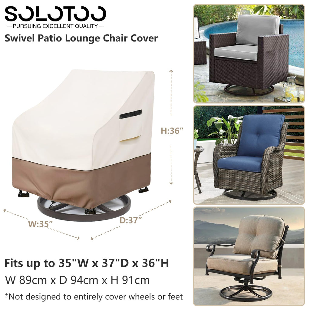 Solotoo Patio Chair Covers 2 Pack,Outdoor Furniture Covers Waterproof,35W X 37D X 36H Inches Outdoor Chair Cover Used For Garden