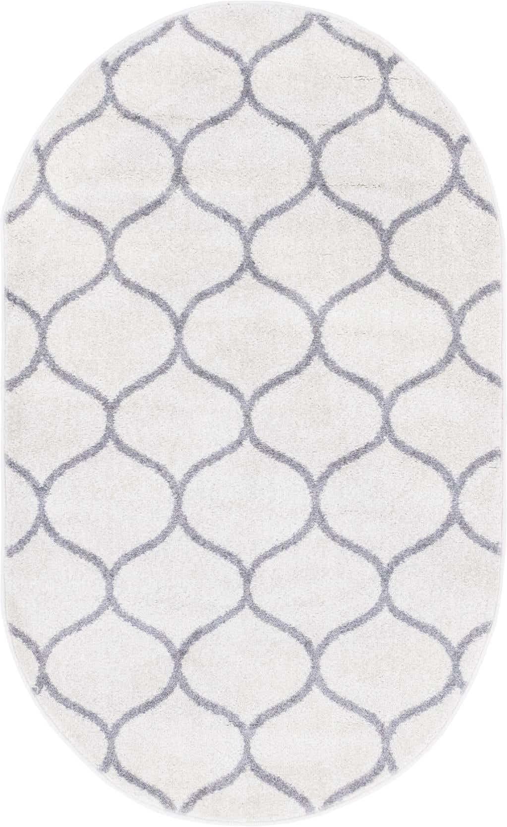 Unique Loom Trellis Frieze Collection Area Rug - Rounded (3' x 5' Oval, Ivory/ Gray)