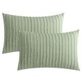 Jellymoni 2 Pack Light Green Pillowcases King Size, Soft Microfiber Striped Tufted Pillow Covers With Envelope Closure (Pillows