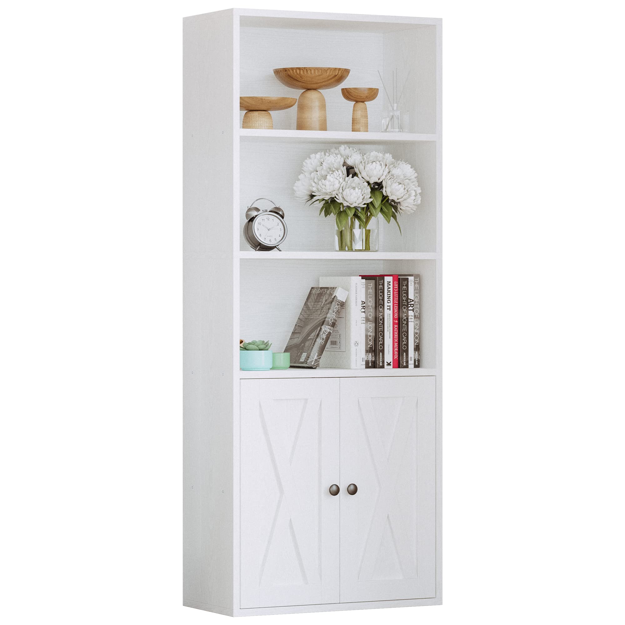IRONCK Industrial Bookshelves and Bookcases with Doors 11.8 in Depth Floor Standing 5 Shelf Display Storage Shelves Bookcase Hom