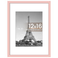 upsimples 12x16 Picture Frame, Display Pictures 8.5x11 with Mat or 12x16 Without Mat, Wall Hanging Photo Frame, Pink, 1 Pack