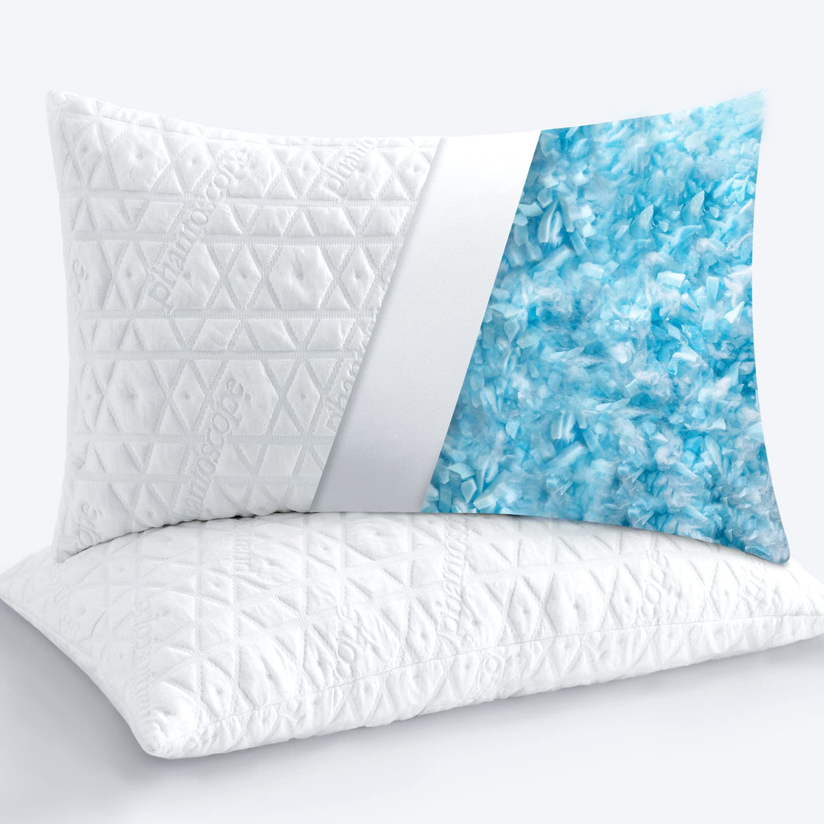 Phantoscope Memory Foam Pillows For Sleeping, Shredded Memory Foam Cooling Pillows Queen Size 2 Pack - Adjustable Bed Pillows Fo