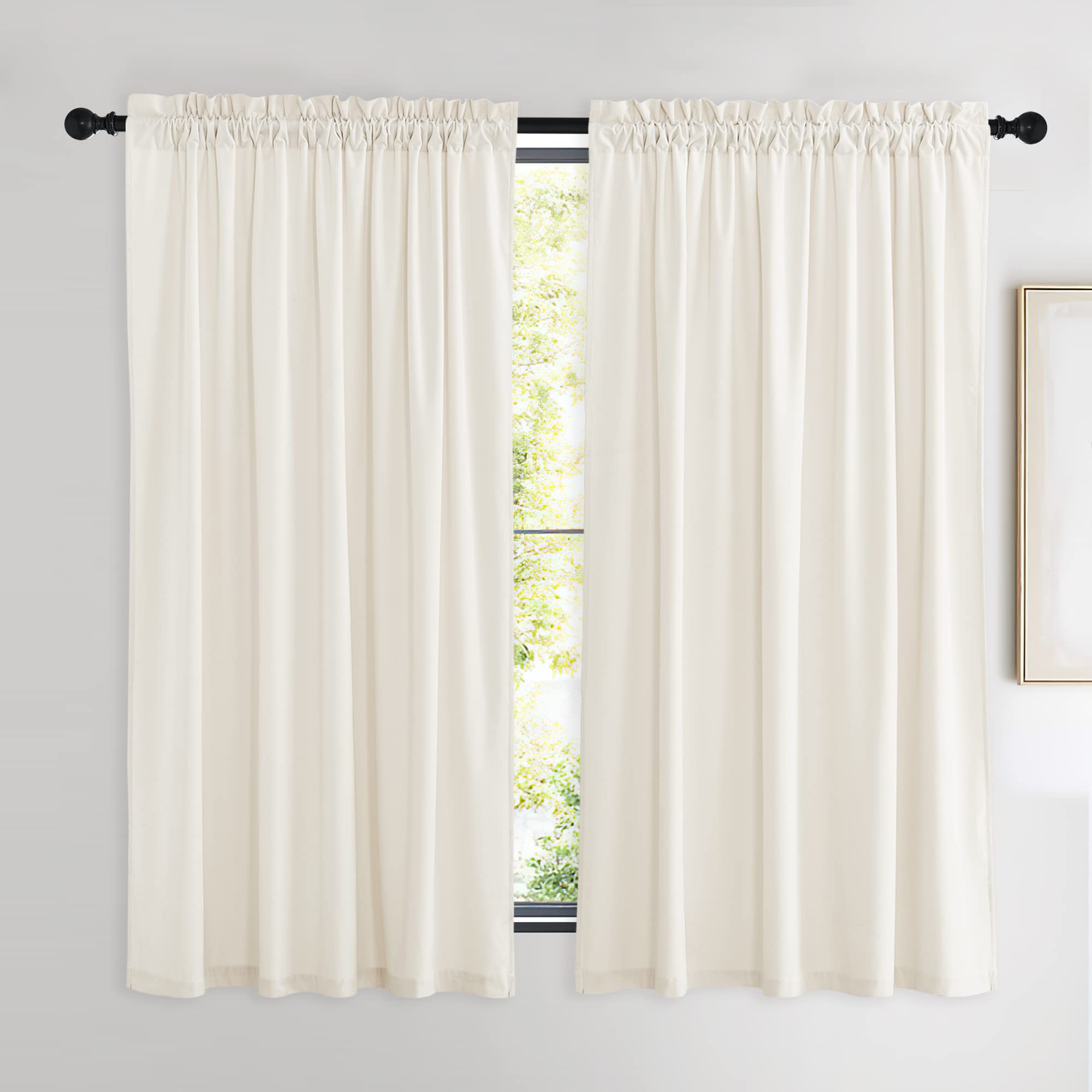 Nicetown Luxury Velvet Curtains 63 Inches, Sound Reducing Heavy Matt Solid Rod Pocket Room Darkening Drapes/Panels For Living Ro