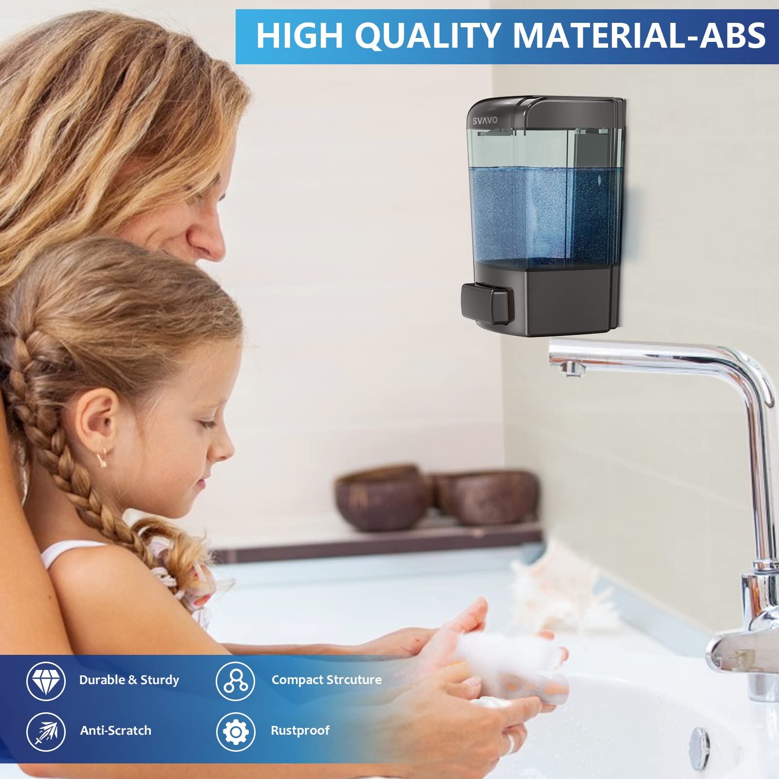 Svavo Wall Soap Dispenser Bathroom 23.7Oz / 700Ml, Commercial Soap Dispenser Wall Mounted, Hand Soap Dispenser Wall Mount For Li