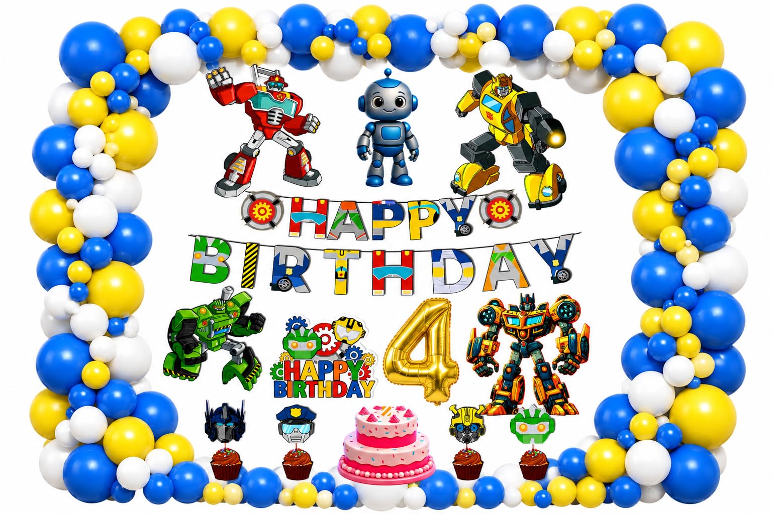 Partyjoy Robot Theme Birthday Decoration Kit For Boys