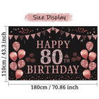 Trgowaul 80th Birthday Backdrop Banner Rose Gold Fabric or Paper 5.9 x 3.6 ft
