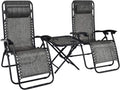 S Afstar Zero Gravity Chairs Set Of 2, 3 Pcs Folding Zero Gravity Lawn Chair Set With Side Table Cup Holders & Adjustable Headrest, Reclining Patio Chairs, Zero Gravity Lounger For Patio Poolside