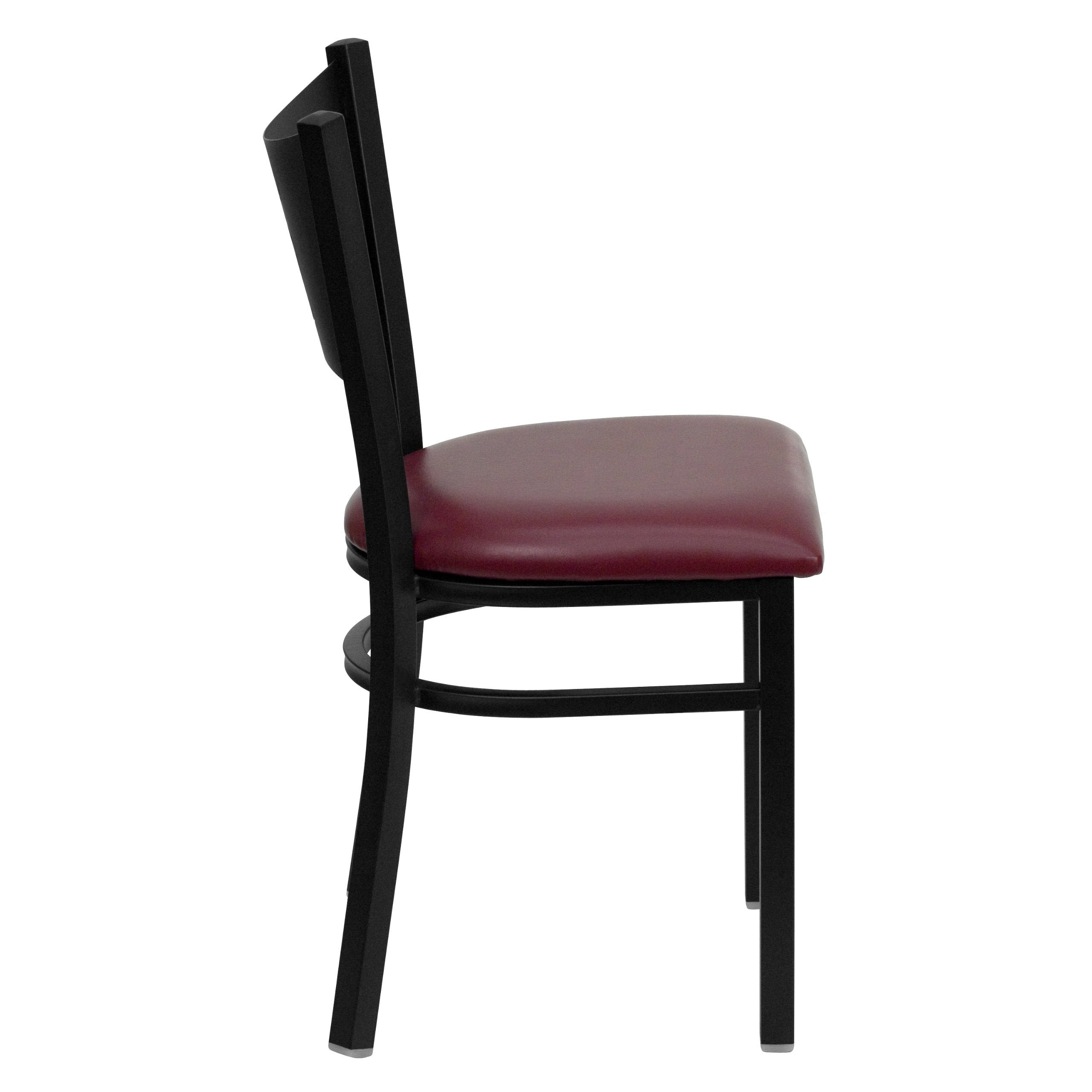Flash Furniture HERCULES Series Black Coffee Back Metal Restaurant Chair - Burgundy Vinyl Seat