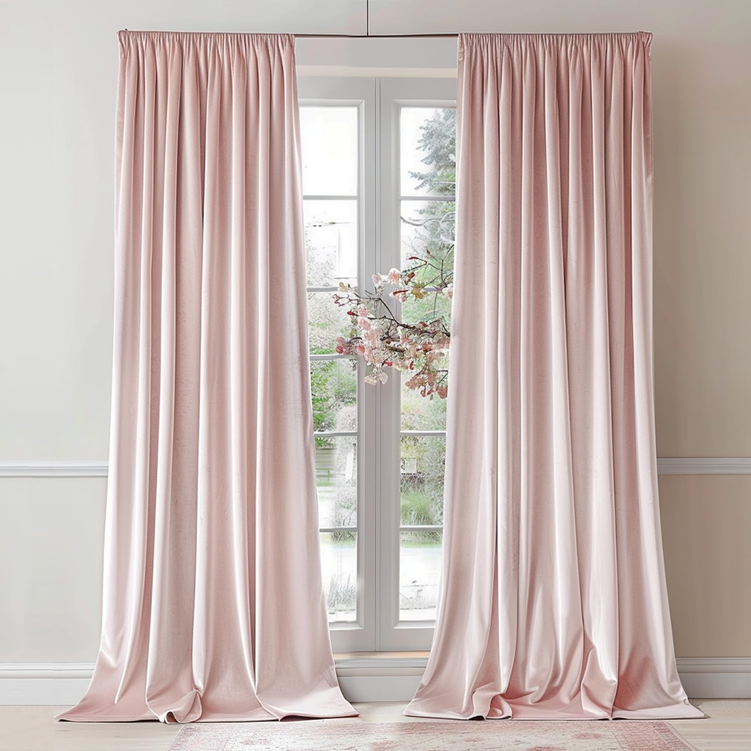 Lazzzy Pink Velvet Curtains Room Darkening Thermal Insulated Curtains 96 Inch Long Window Drapes For Bedroom Living Room Super S