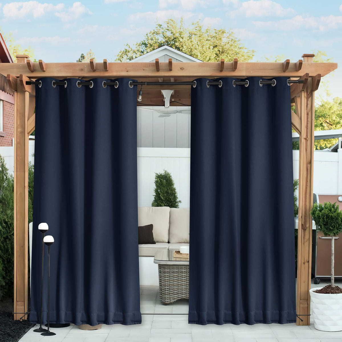Nicetown 2 Panels Outdoor Curtains Waterproof For Patio, Thermal Insulated Top & Bottom Grommet & Back Tab Light Blocking Outdoo