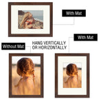 Golden State Art, 9X12 Picture Frame With Mat For 6X8 - High Definition Glass Wall Mounting Horizontal Vertical Display (Brown,