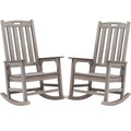 Psilvam Outdoor Rocking Chair Set of 2, Poly Lumber Oversized Rocking Chair with 21  Wide Seat and 32  Tall Backrest, Pre-Assemb