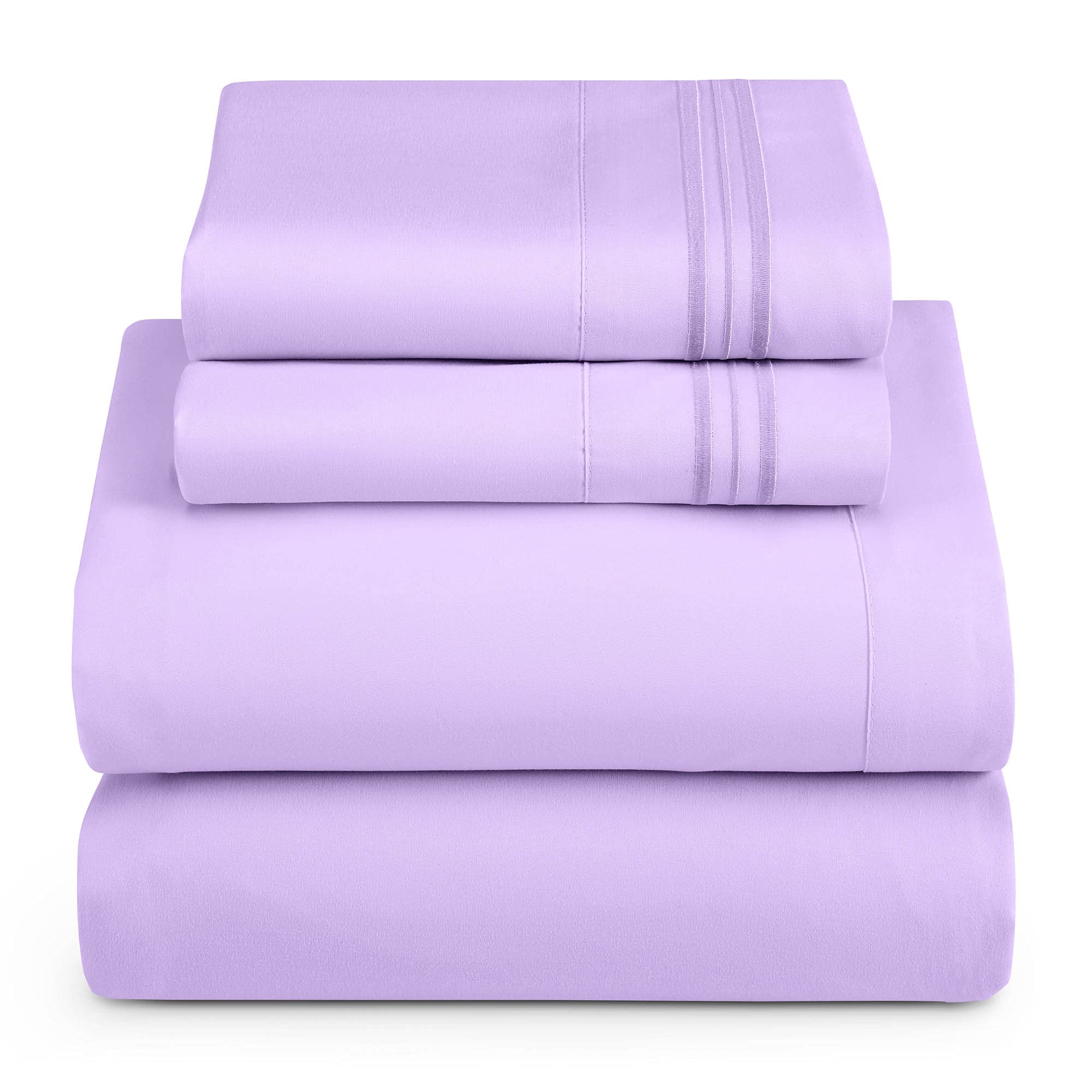 Hearth & Harbor King Size Sheets - 4 Piece Bed Sheet Set, Hotel Luxury Double Brushed Bed Sheets - Extra Soft Bedding Sheets & Pillowcases, King, Lavender