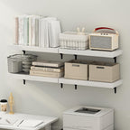 Furinno Tanna 22-Inch Wall Mounted Floating Display Shelves, White Texture, Set of 4