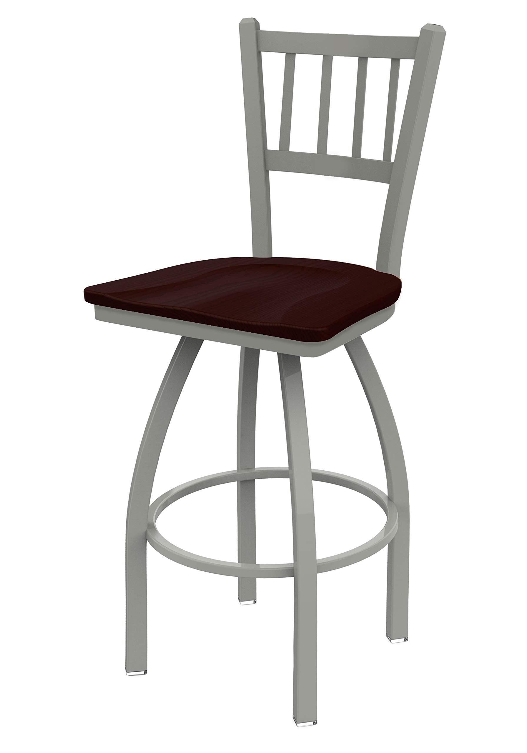 810 Contessa 25 Swivel Counter Stool with Anodized Nickel Finish and Dark Cherry Oak Seat