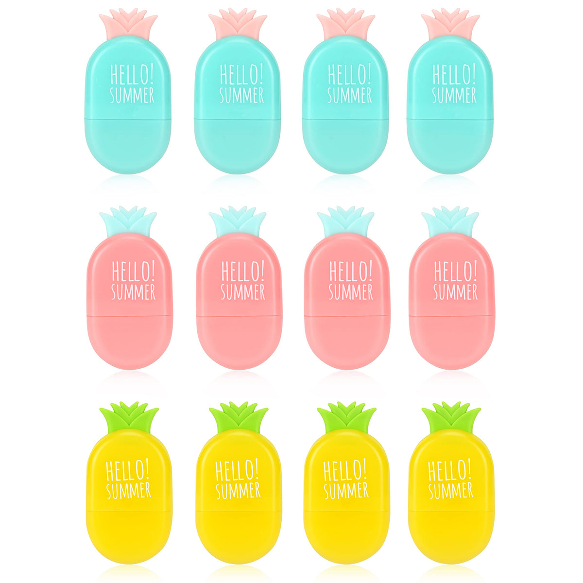 12 Pcs Cute Pencil Eraser,Colorful Pineapple Shape Eraser With Cover, Fruit Themed Pencil Rubber Erasers For Kids School Office