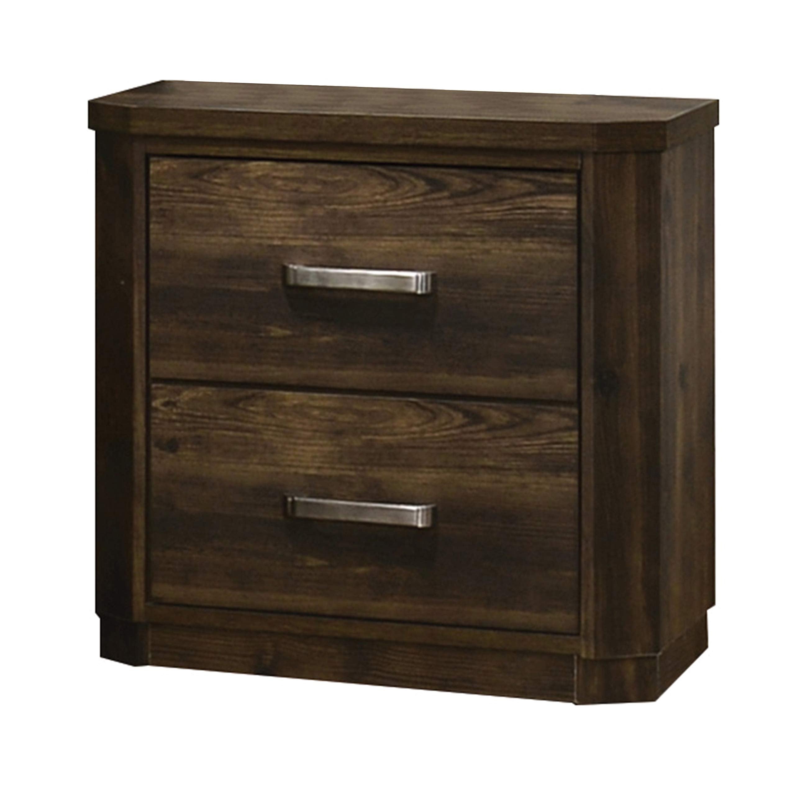 Benjara, Brown Transitional Style 2 Drawer Wooden Nightstand With Plinth Base