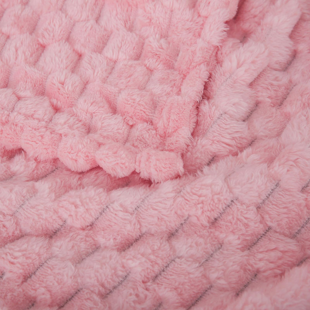 Puncuntex Light Pink Throw Blanket 90''  90'' Inches Fuzzy 3D Jacquard Decorative Flannel Fleece Super Soft Plush Cozy Blanket F