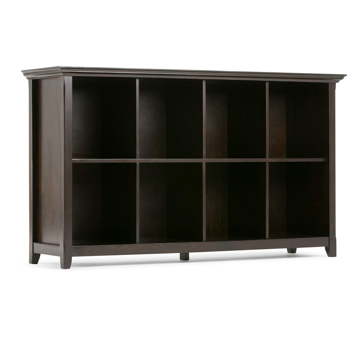 SIMPLIHOME Amherst 57 Wide Solid Wood 8Cube Console Table in Brown