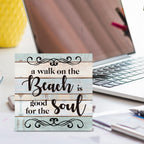 A Walk On The Beach Is Good For The Soul Wooden Box Sign Desk Decor, Beach House Wood Box Sign For Home Shelf Table Decoration 5