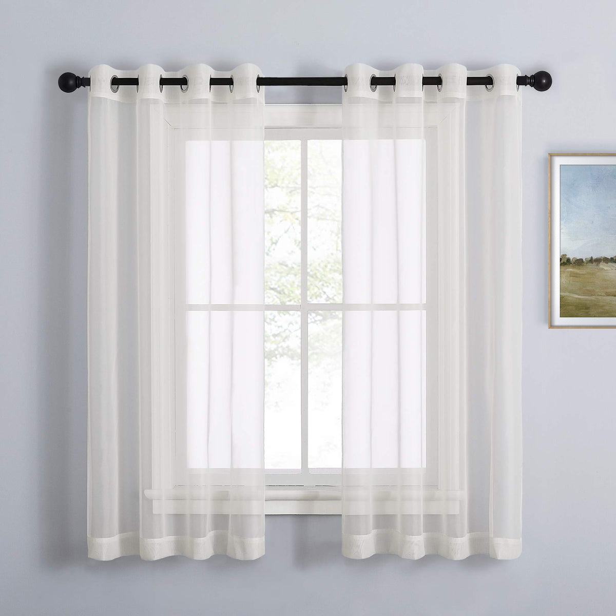 Nicetown Sheer Curtains For Windows 63 Inch Length, Grommet Living Room Curtain Panels Voile Textured Soft & Lightweight Window