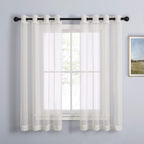 Nicetown Sheer Curtains For Windows 63 Inch Length, Grommet Living Room Curtain Panels Voile Textured Soft & Lightweight Window
