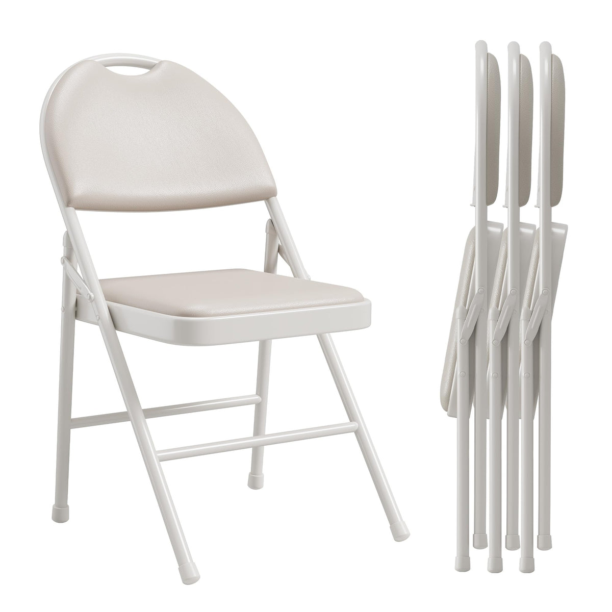 Coucheta 4 Pack Black Folding Chairs,Folding Chairs Set Of 4 With Padded Seats, Pu Leather Foldable Dining Chairs For Guests Kit