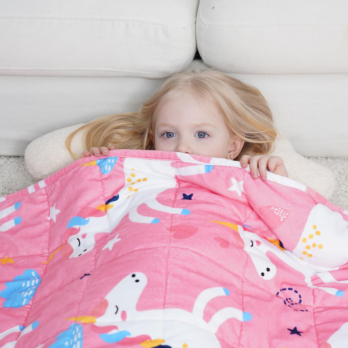 Sivio Minky Dotted Weighted Blanket For Kids, Super Soft Crystal Velvet Reversible Heavy Blanket With Cute Cartoon Patterns, 5 L