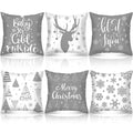 VitalCozy 6 Pcs 18 x 18 inch Christmas Throw Pillow Covers Xmas Cushion Covers Pillow Cases Snowflake Winter Throw Pillow Covers