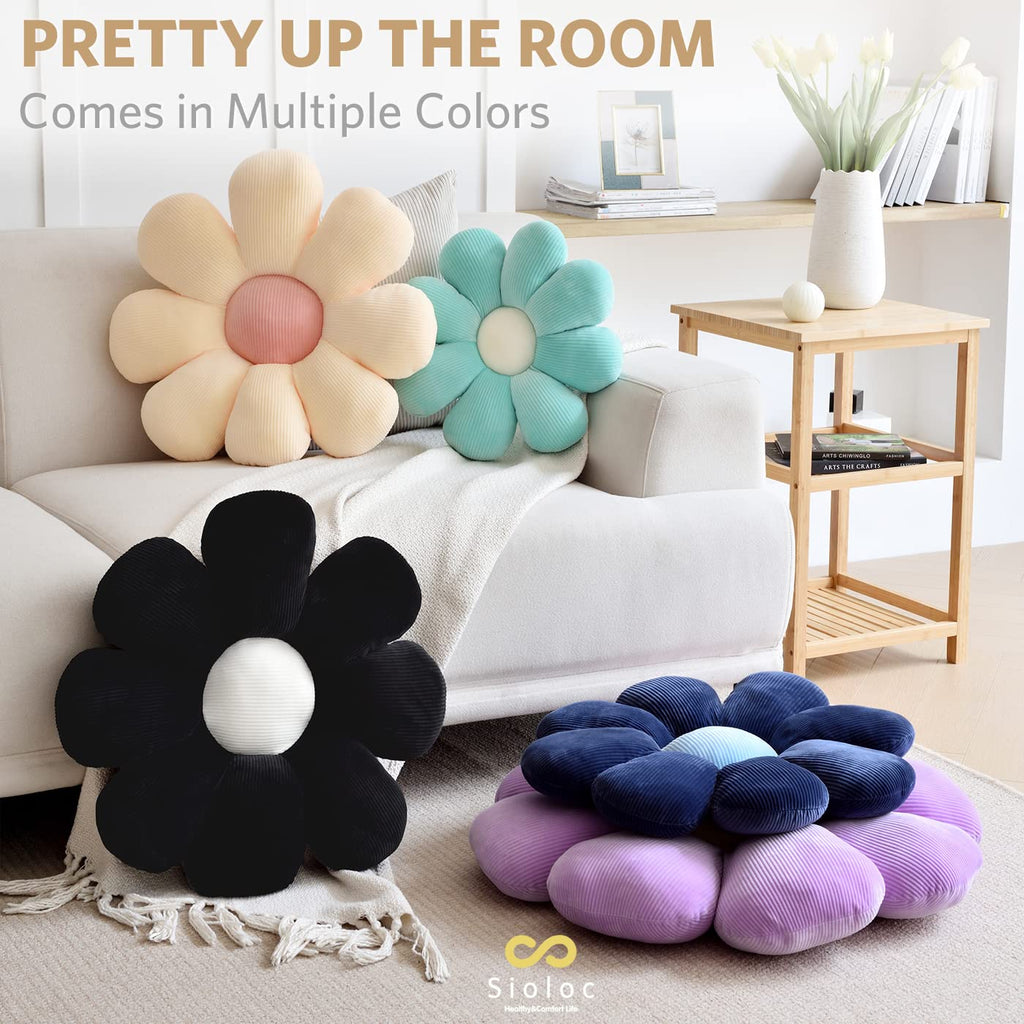 Sioloc Flower Shaped Throw Pillow,Cute Room Decor & Plush Floor Seating Butt Cushion For Bedroom Sofa Chair(Beige,15.7')