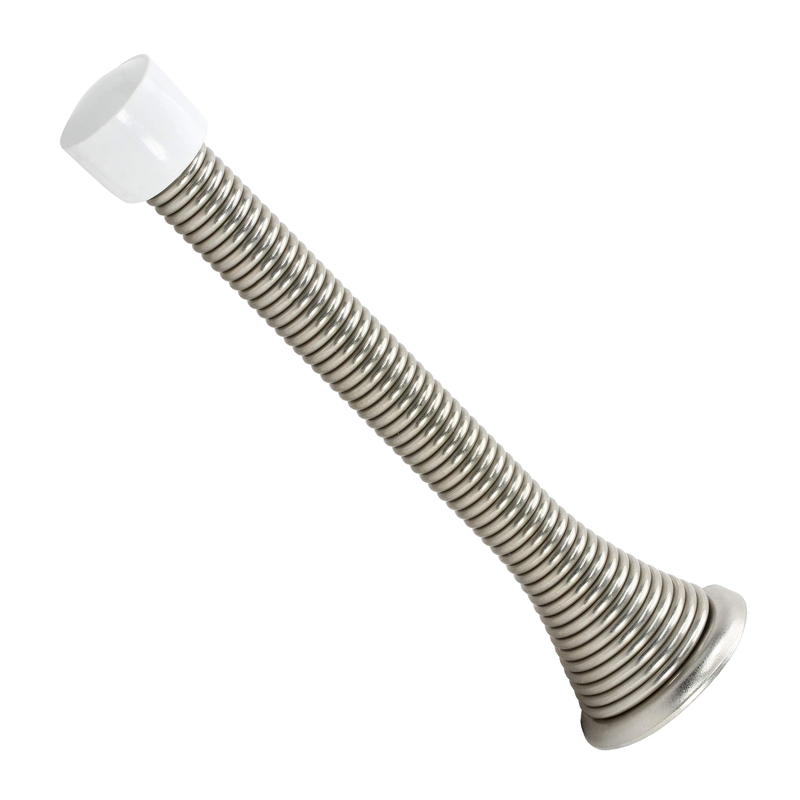 10 Pack Rok Hardware 3-3/4' (95Mm) Longer Version Flexi Spring Heavy Duty Wall Door Stop Bumper Rokds2Bn, Brushed Nickel