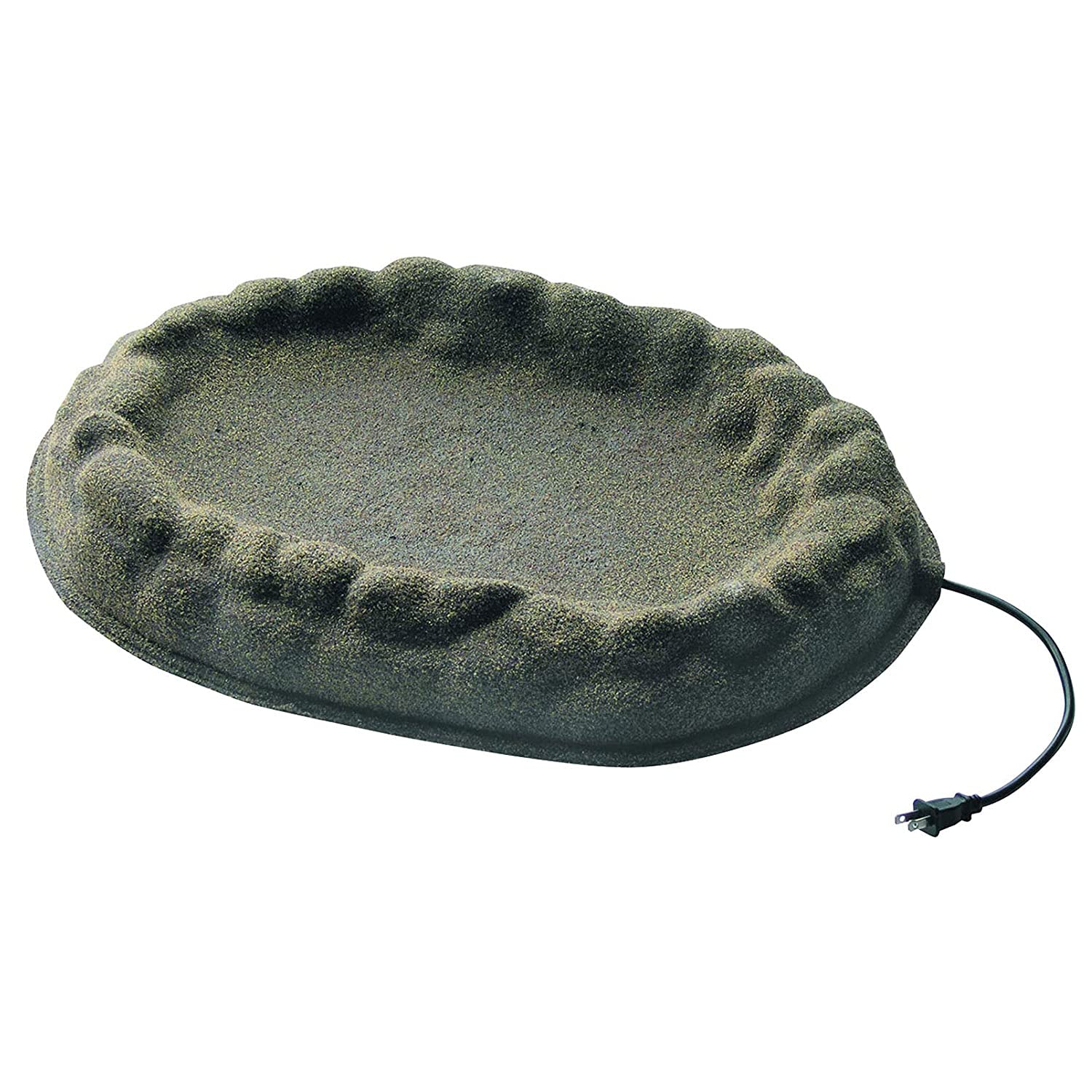 Farm Innovators Fs-1 Four Seasons Outdoor Sand Coated Stone Like Heated Birdbath With Hidden Electrical Connection, 70 Watt, Gra