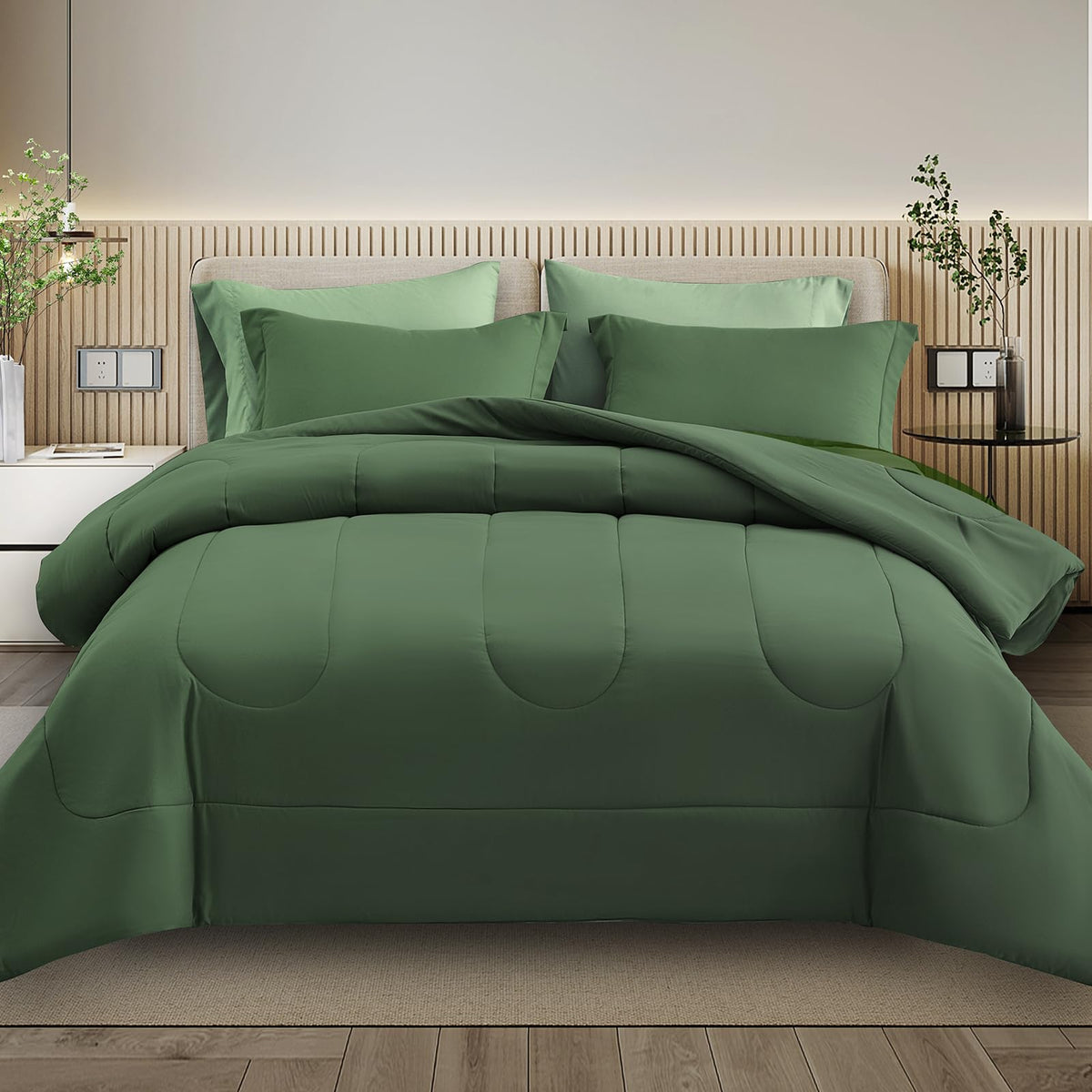 Maple&Stone Queen Size Comforter Set 7 Pieces Bed In A Bag - Down Alternative Bed Set With Sheets, Pillowcases & Shams, Soft Rev