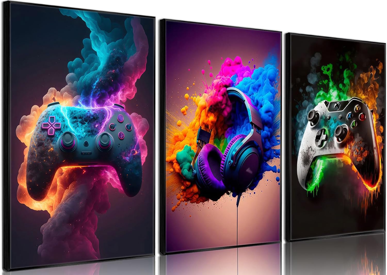 BGFCE Gaming Room Decor Wall Art, Video Gaming Theme Decor Gaming Room Wall Art, Gaming Canvas Posters for Teen Boys Room Unfram