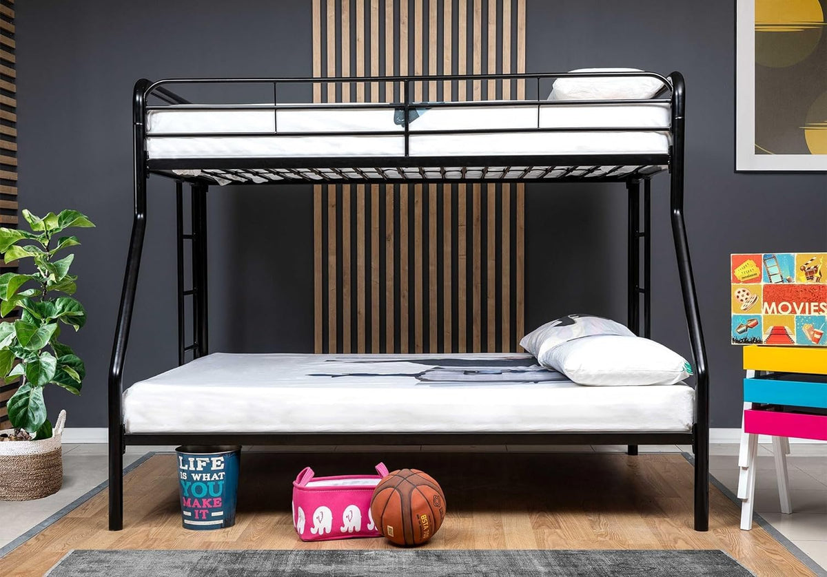 Better Home Products Modern Metal Bunk Bed (Black, Twin/Full)