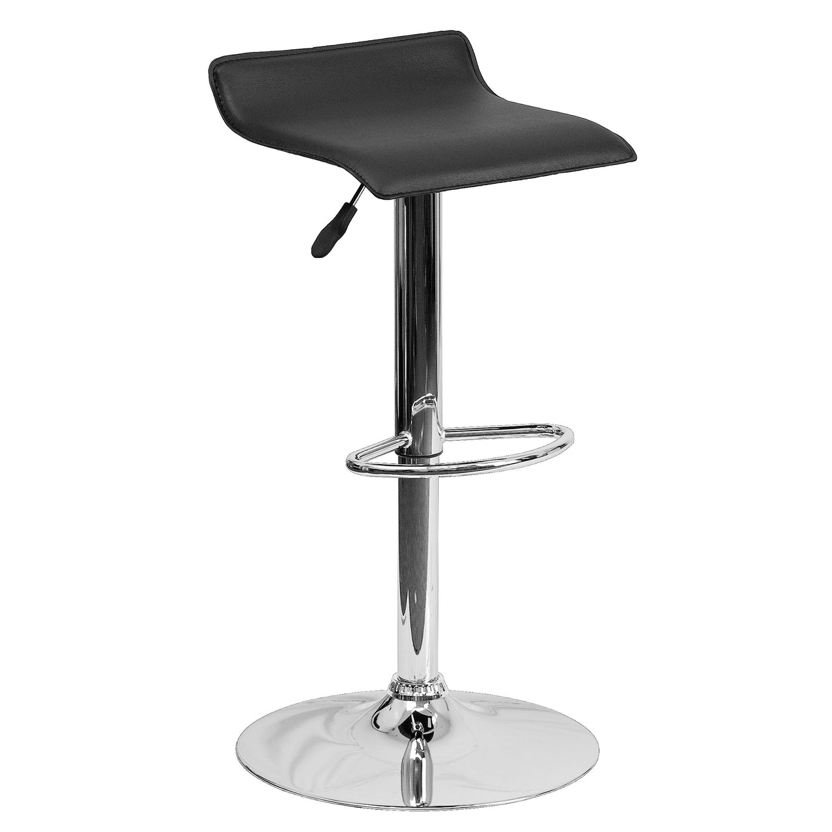 Flash Furniture 01Contbk Adjustable-Height Contemporary Vinyl Barstool, Black With Chrome Base