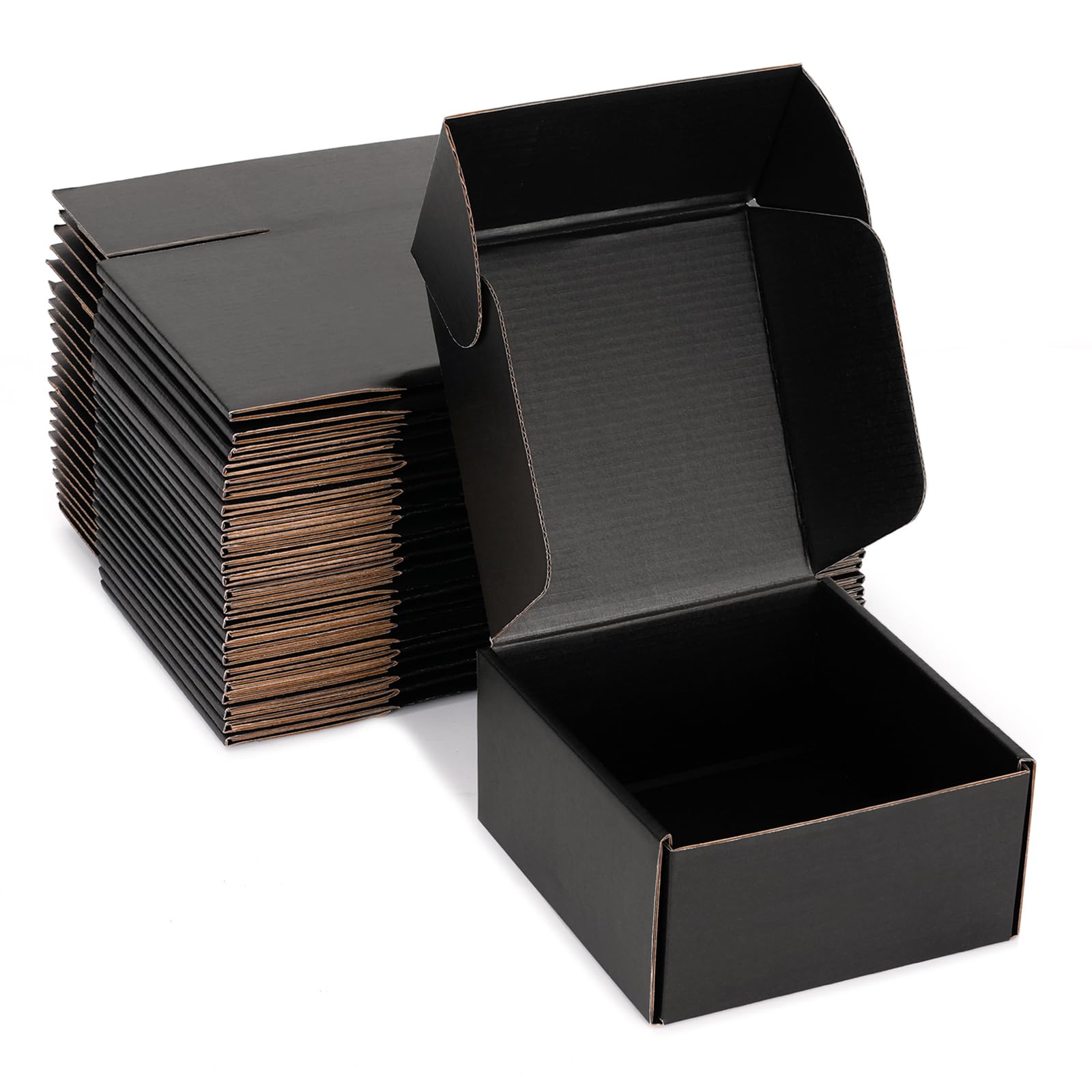 Duzcli 6X6X3 Shipping Boxes - Set Of 20, Small Black Corrugated Cardboard Boxes For Small Business Supplies, Packing, Mailing An