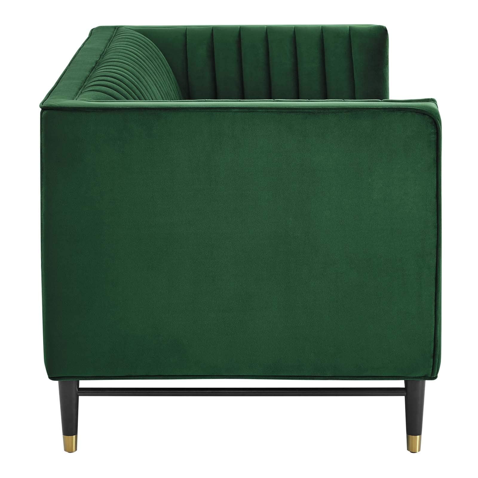 Modway Devote Channel Tufted Performance Velvet, Loveseat, Emerald