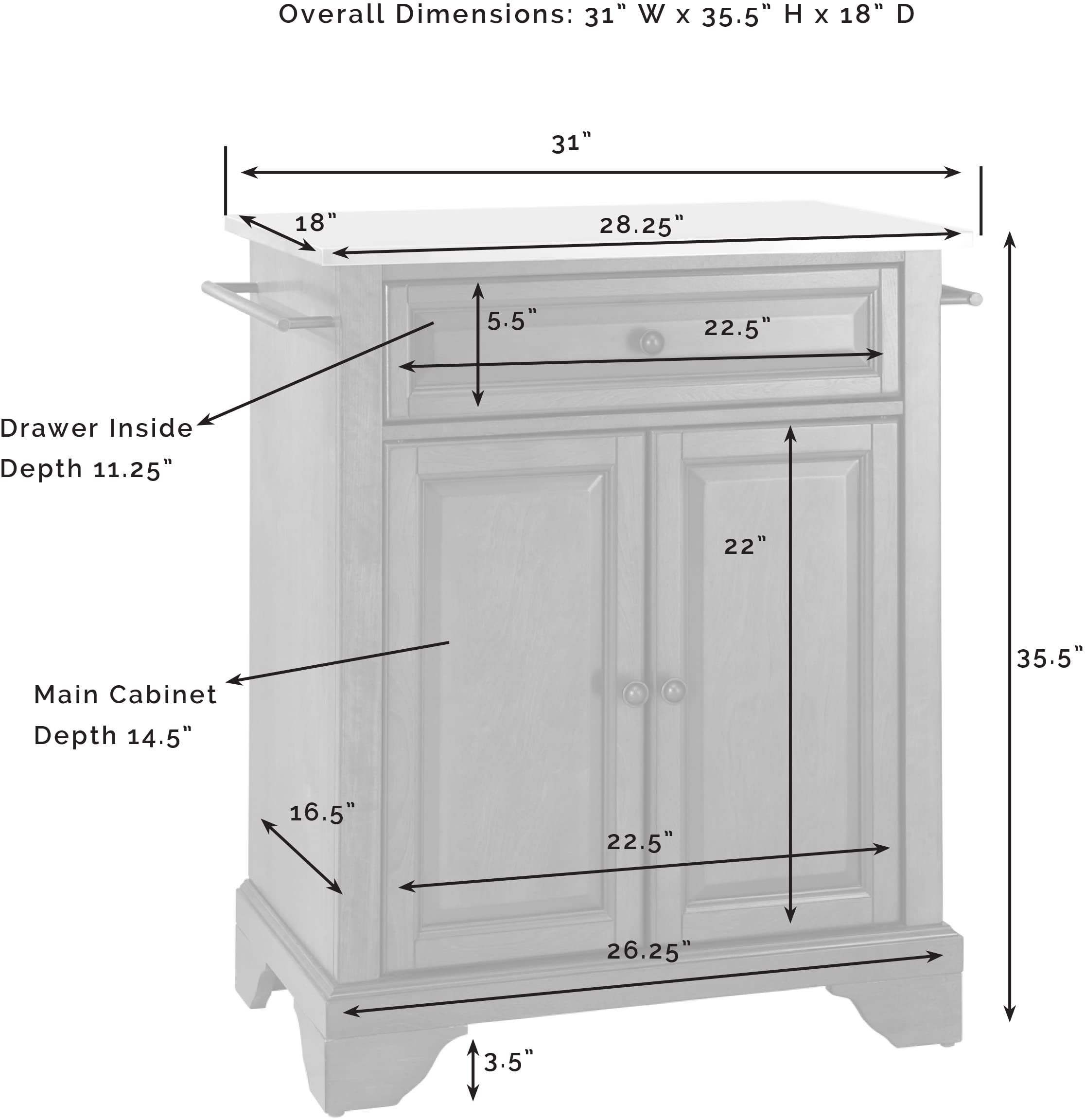 Crosley Furniture Lafayette Cuisine Kitchen Island With Solid Grey Granite Top - Classic Cherry