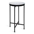 Kate And Laurel Celia Round Foldable Tray Accent Table, 14' X 14' X 25.75', White And Black, Modern Minimalist Design And Detachable Magnetic Tabletop