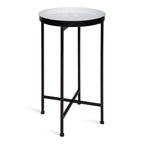 Kate And Laurel Celia Round Foldable Tray Accent Table, 14' X 14' X 25.75', White And Black, Modern Minimalist Design And Detachable Magnetic Tabletop