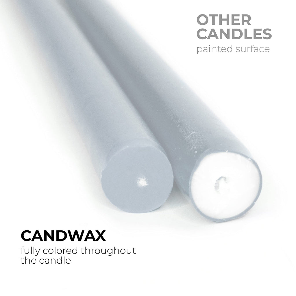 Candwax 12 Inch Taper Candles Set Of 12 - Dripless And Smokeless Candle Unscented - Slow Burning Candle Sticks - Light Gray Cand