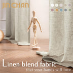 Jinchan Linen Blend Curtain For Living Room 84 Inch Length Extra Wide For Room Divider Oat Curtain Rustic Farmhouse Curtain Rod Pocket Back Tab Light Filtering Bedroom Window Curtain 1 Panel Oat