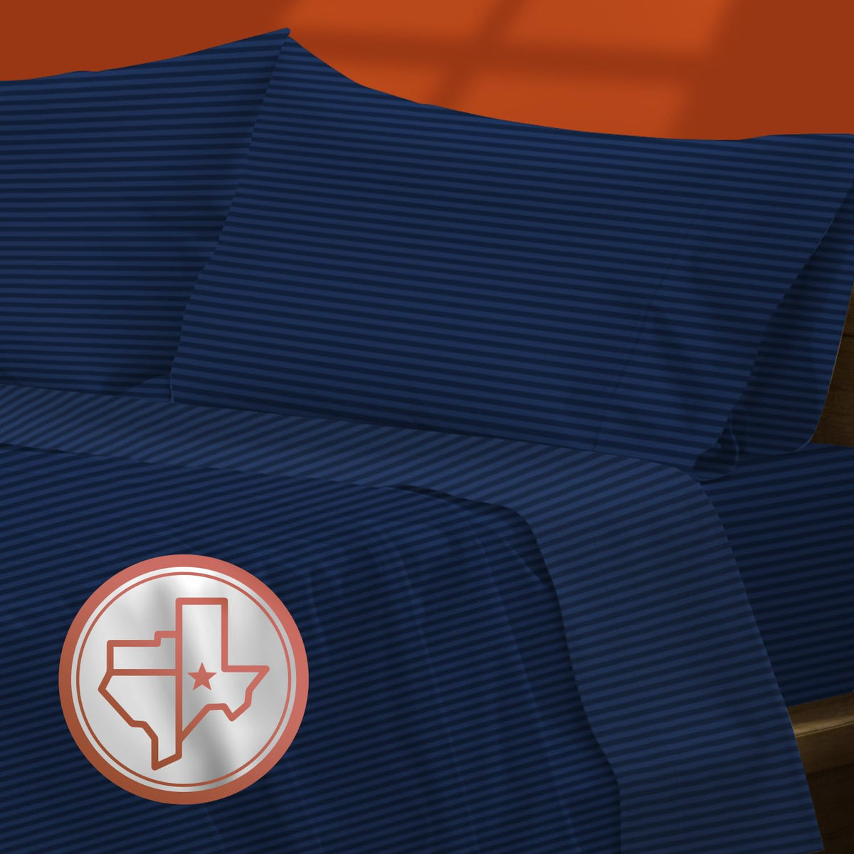 Pure Egyptian Cotton Twin Xl Stripe Sheets Set (Navy Blue Xl Sheets, 600 Thread Count) Bedding Sheets & Pillowcases (3 Pc) - Xl