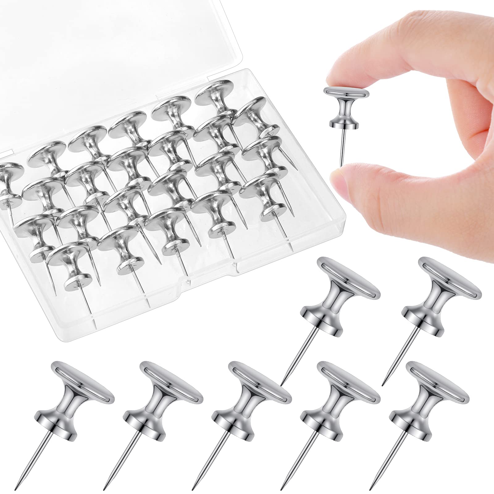 30 Count Jumbo Metal Push Pins 1.14 Inch, Giant Thumb Tacks For Wall Hangings 20 Lbs Poster Pins For Cork Board Bulletin Maps Of
