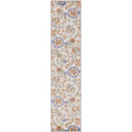 Nourison Aloha Indoor/Outdoor Ivory Blue 2'3' X 8' Area Rug, Easy Cleaning, Non Shedding, Bed Room, Living Room, Dining Room, B
