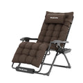 Udpatio Oversized Zero Gravity Chair 29In Xl Patio Reclining Chair With Cushion, Outdoor Folding Recliner With Pillows|Cup Holder|Foot Rest|Padded Headrest, Brown Grey, Support 500Lb